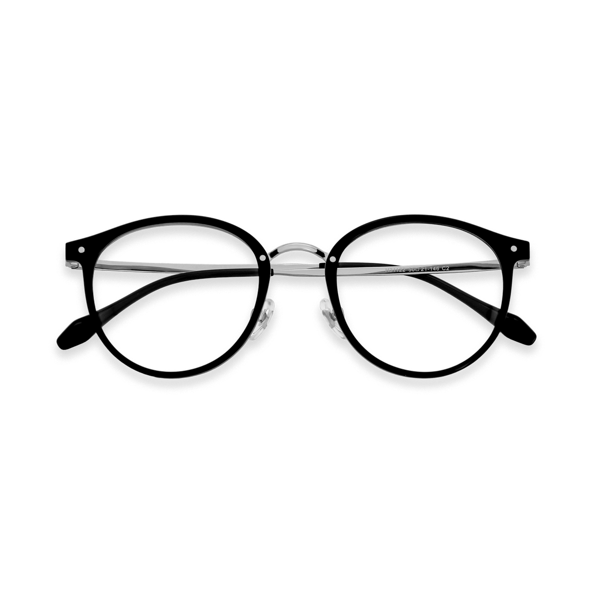 Malcolm Black Silver Round Eyeglasses | EYDOLOGY