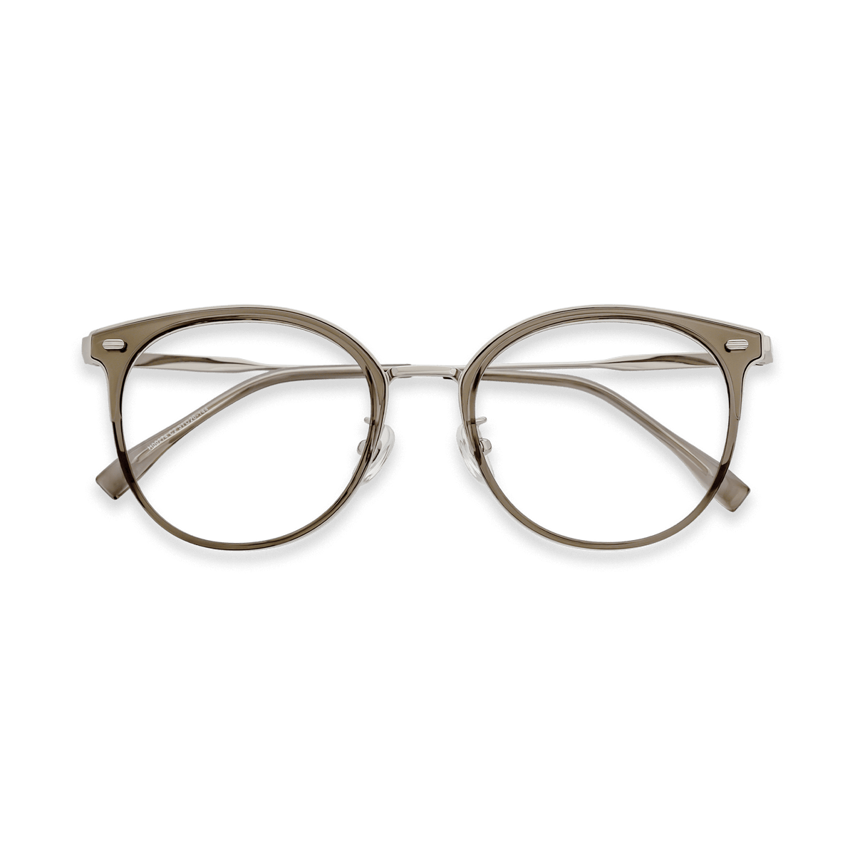 Matias Crystal Brown Silver Round Eyeglasses | EYDOLOGY