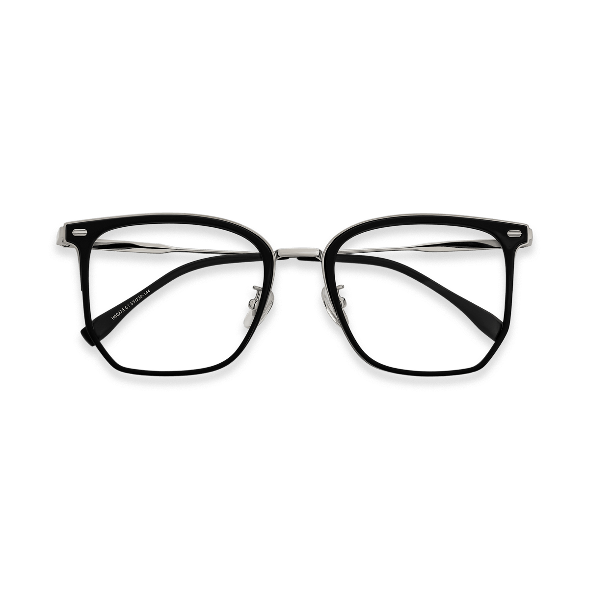 Rodrigo Black Silver Square Eyeglasses | EYDOLOGY