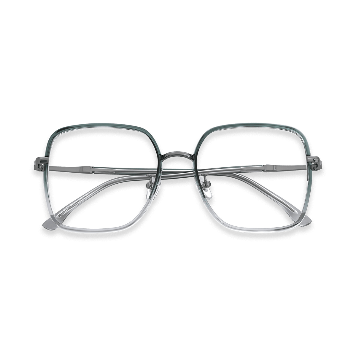 Ruth Crystal Blue Green Gun Square Eyeglasses | EYDOLOGY