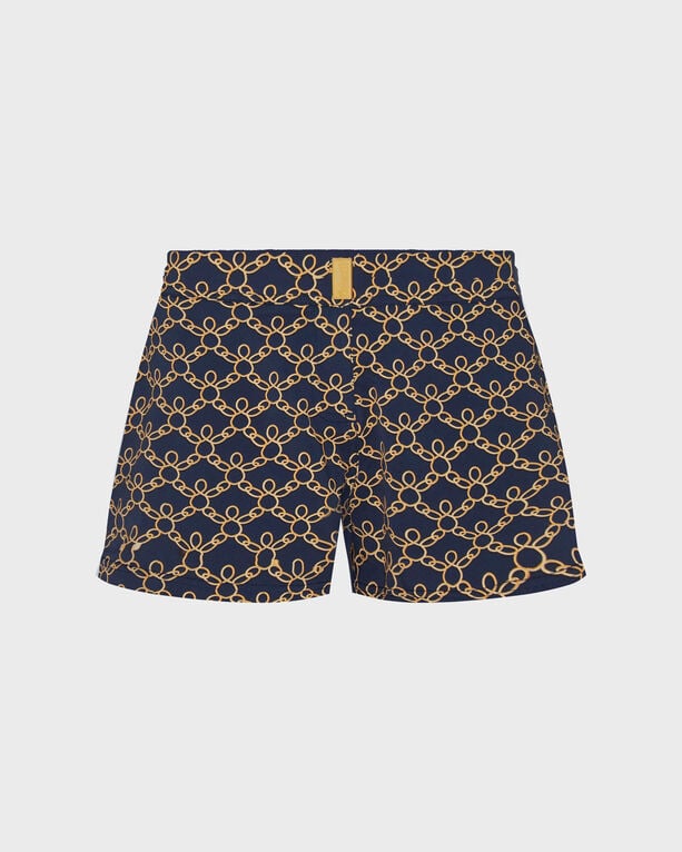 Vilebrequin - Women Stretch Flat Belt Swim Shorts Turtles Chain - Shorty - Ferise - Blue - Size XS