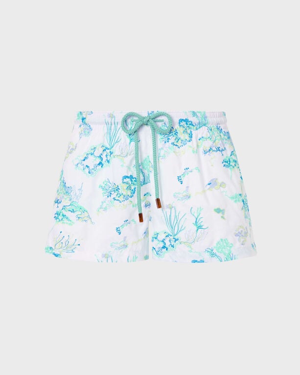 Vilebrequin - Women Embroidered Stretch Swim Shorts Coral Reef - Limited Edition - Shorty - Fiona - White - Size XS