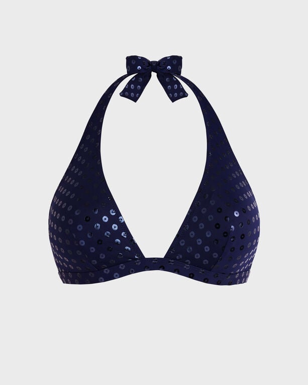 Vilebrequin - Women Halter Bikini Top Relief Sparkling - Swimwear - Fleche - Blue - Size XL