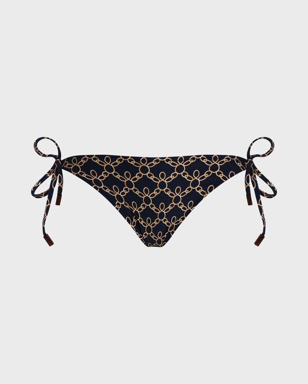 Vilebrequin - Women Side Tie Bikini Bottom Turtles Chain - Swimwear - Flore - Blue - Size L