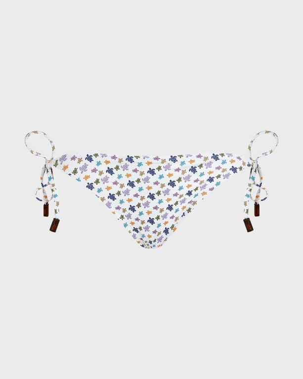 Vilebrequin - Women Side Tie Bikini Bottom Micro Ronde Des Tortues - Swimwear - Flore - White - Size L