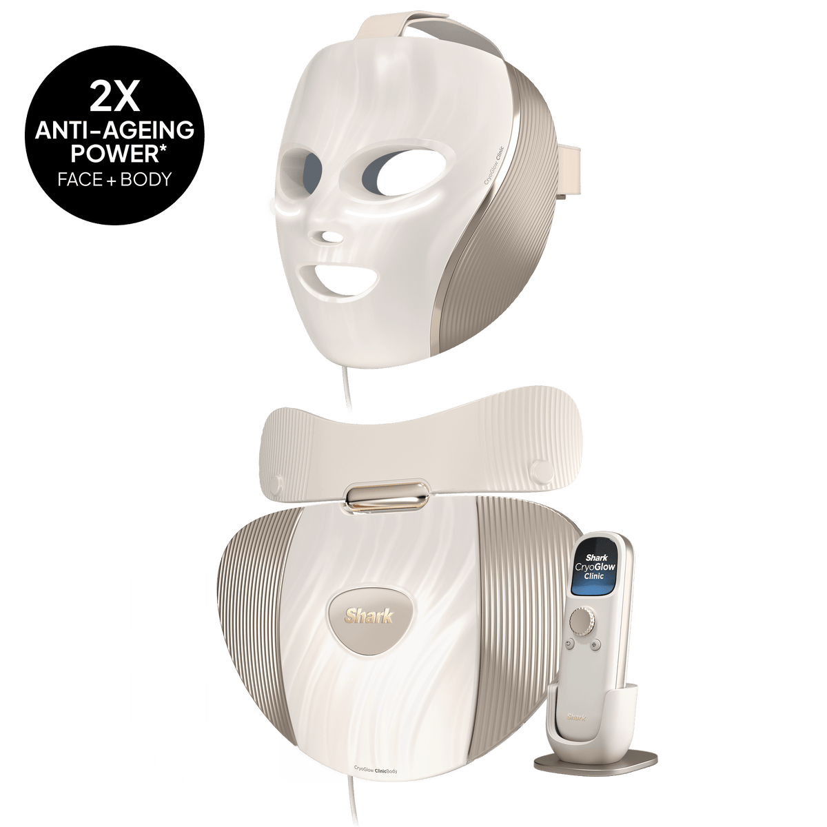 Shark CryoGlow Clinic Face + Body System in White Gold | FW575UKGD1 | by SharkNinja