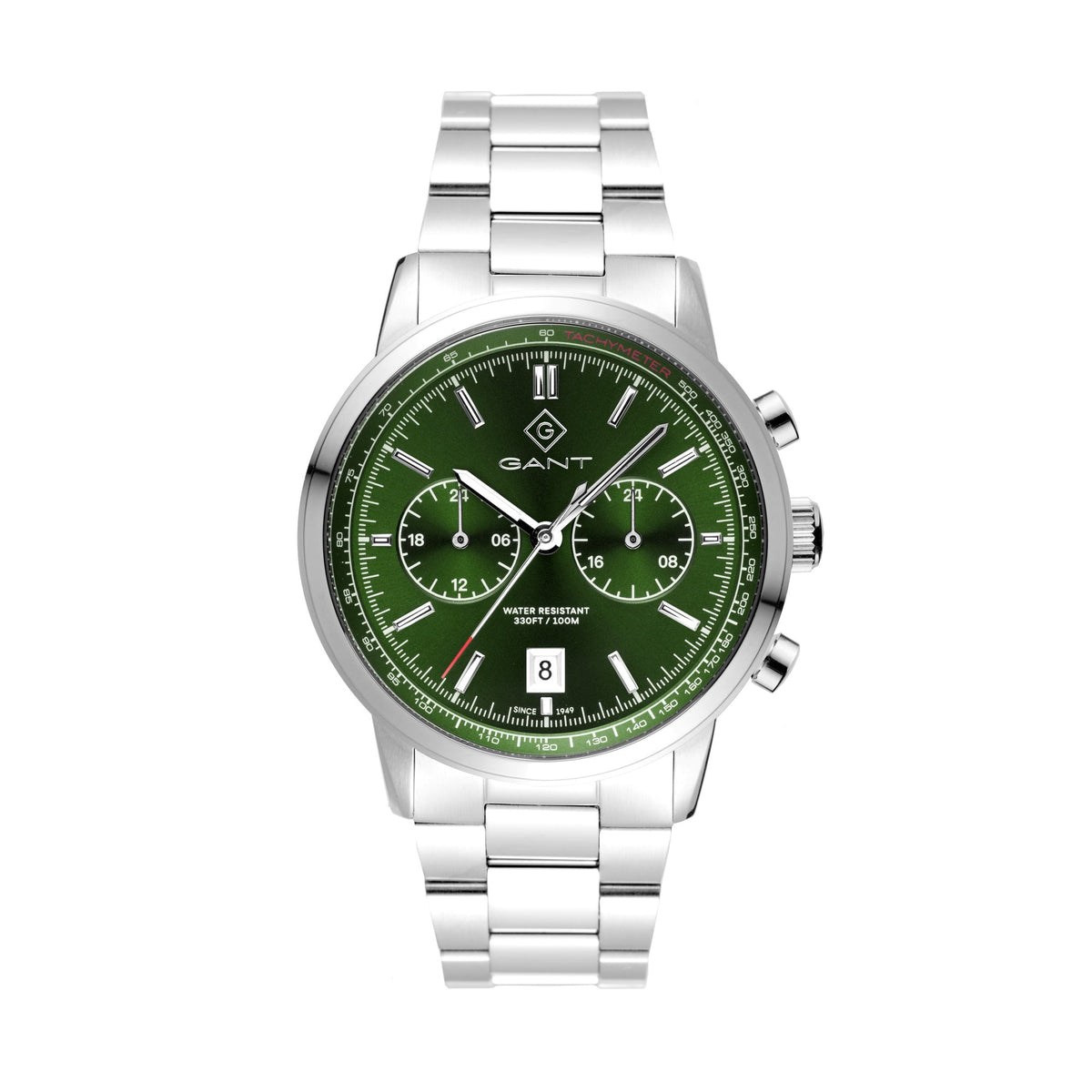Bergamo, 42mm, silber/grün