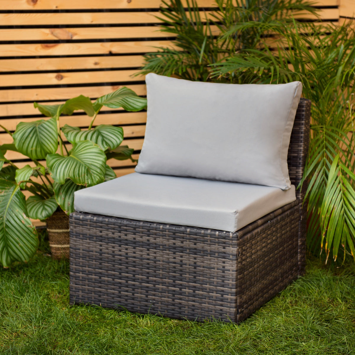 Outdoor Rattan Furniture Seat or Back Cushions Water Resistant California Furniture Cushion Pads - Grey / Seat / 56 x52x6 cm