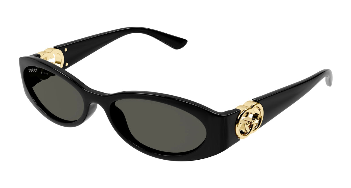 Gucci GG1660S 001 Woman Sunglasses Injected Black Grey Round