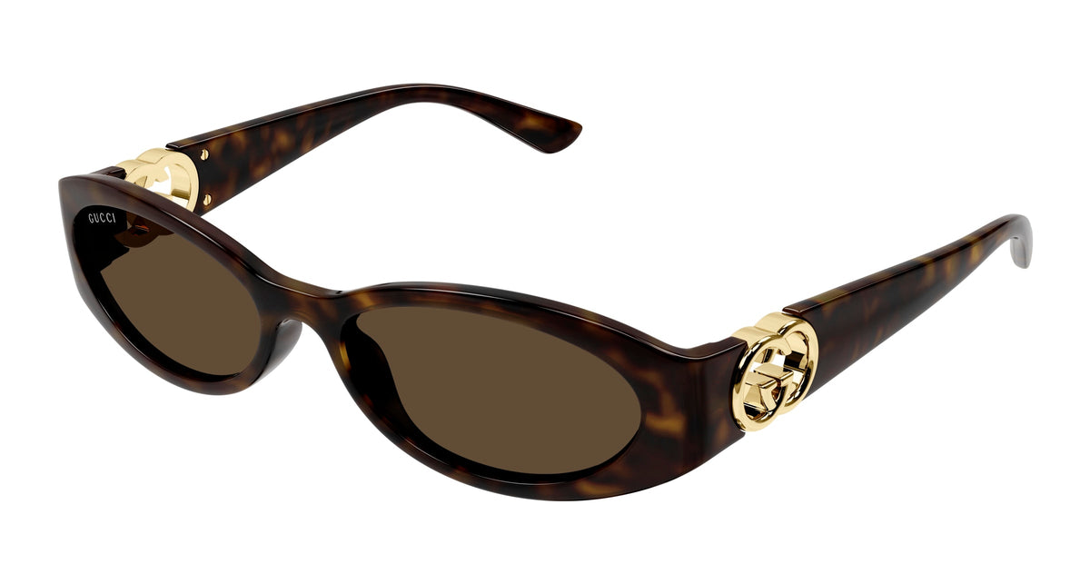 Gucci GG1660S 002 Woman Sunglasses Injected Havana Brown Round
