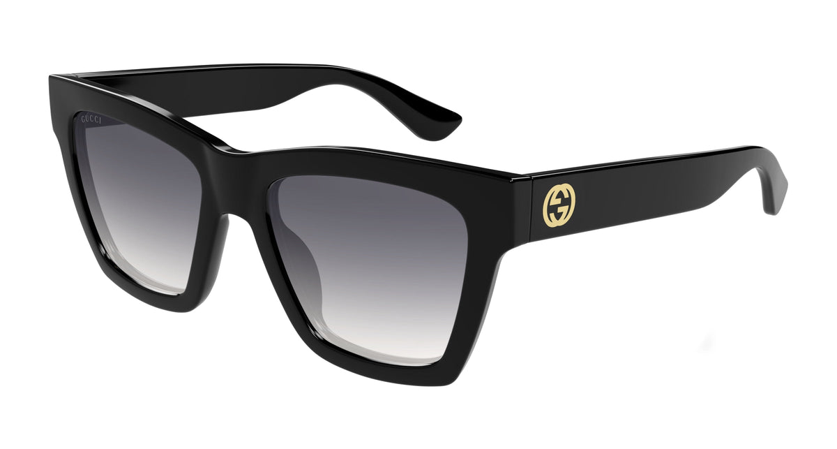 Gucci GG1714S 001 Woman Sunglasses Injected Black Grey Cat Eye