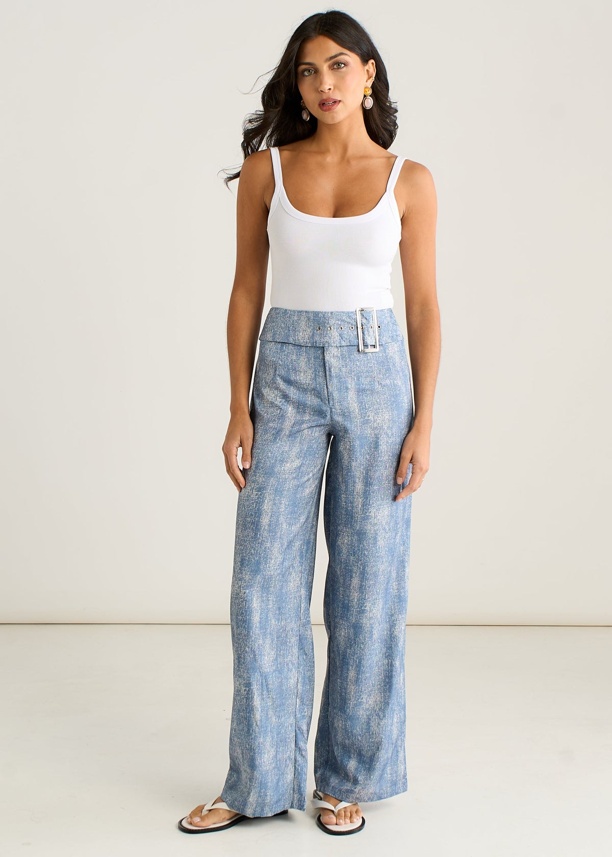 Blue Buckle Detail Trouser