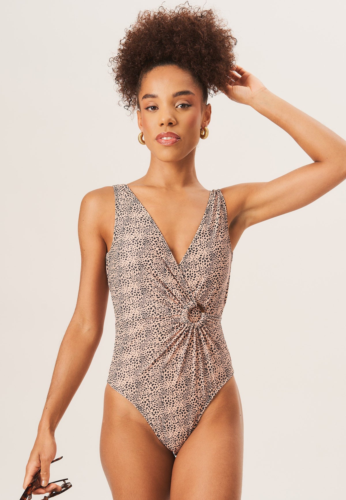 Brown D Ring Detail Wrap Front Swimsuit - UK 8 / US 4 / EU 36