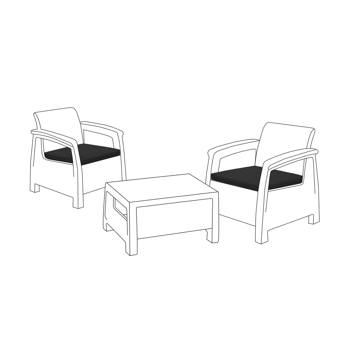Outdoor Rattan Furniture Seat Pads Water Resistant Keter Corfu Furniture Cushions - Black / 2 Piece