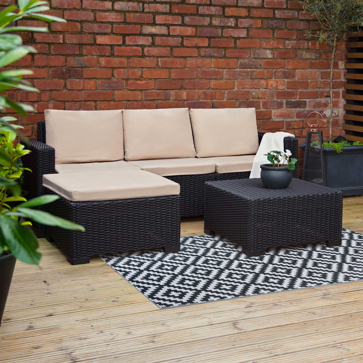 Gardenista Outdoor Garden Rug | Waterproof Reversible Rug | Rugs for Garden, Beach, Conservatory, Hallway, Backyard | Foldable Floor Mat for - Aztec