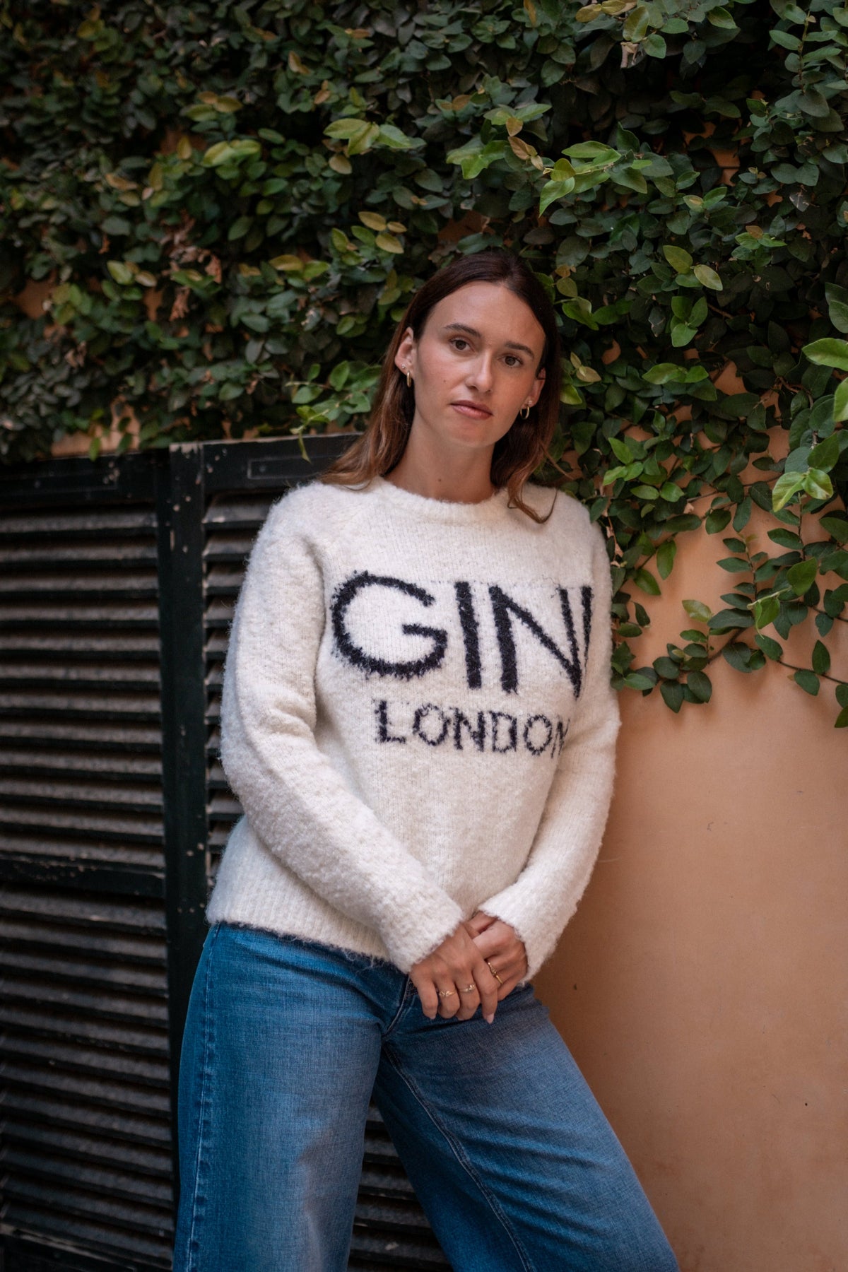 Beige Gini Logo Cozy Knit Jumper