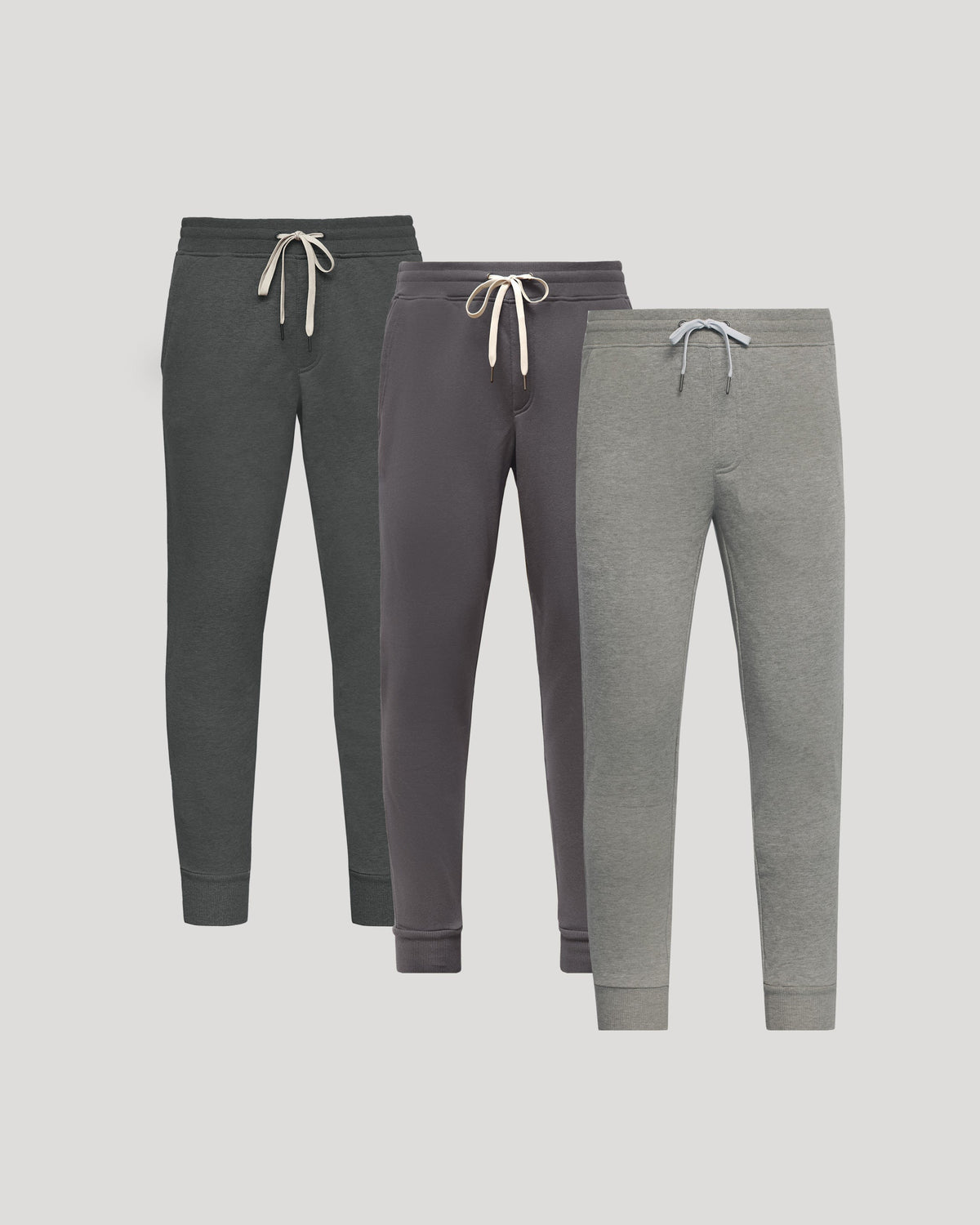 True Classic Gray Tones Fleece French Terry Jogger Pants 3-Pack | Medium