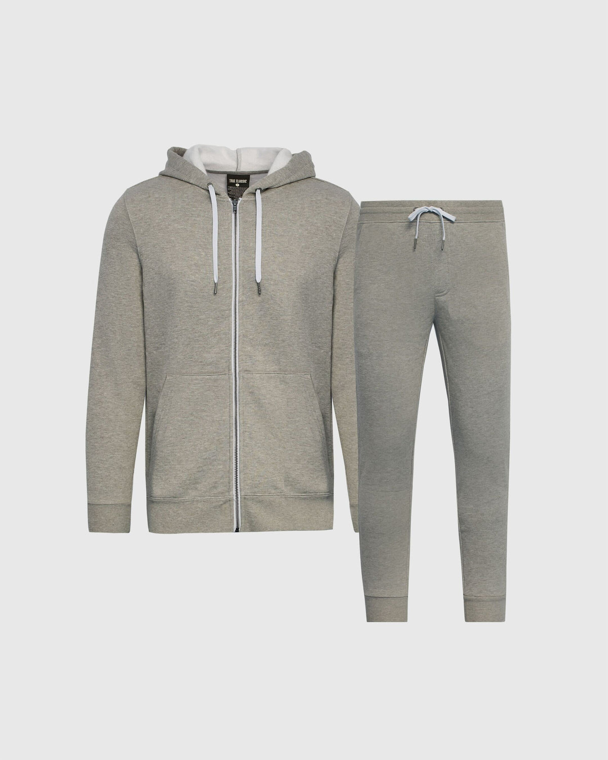 True Classic Dark Heather Gray Full Zip Fleece Hoodie & Jogger Pants 2-Pack | Cotton Blend | Athletic Cut | Small/Medium