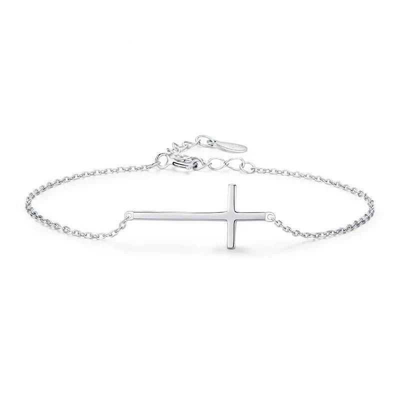 Exquisite 100% 925 Sterling Silver Adjustable Cross Bracelet - A Timeless Accessory for Women