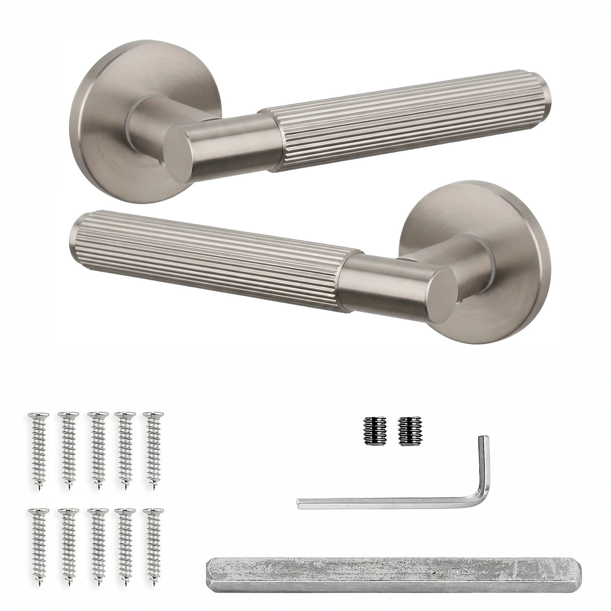 Hera Satin Nickel Door Lever Handles - Pair of Handles
