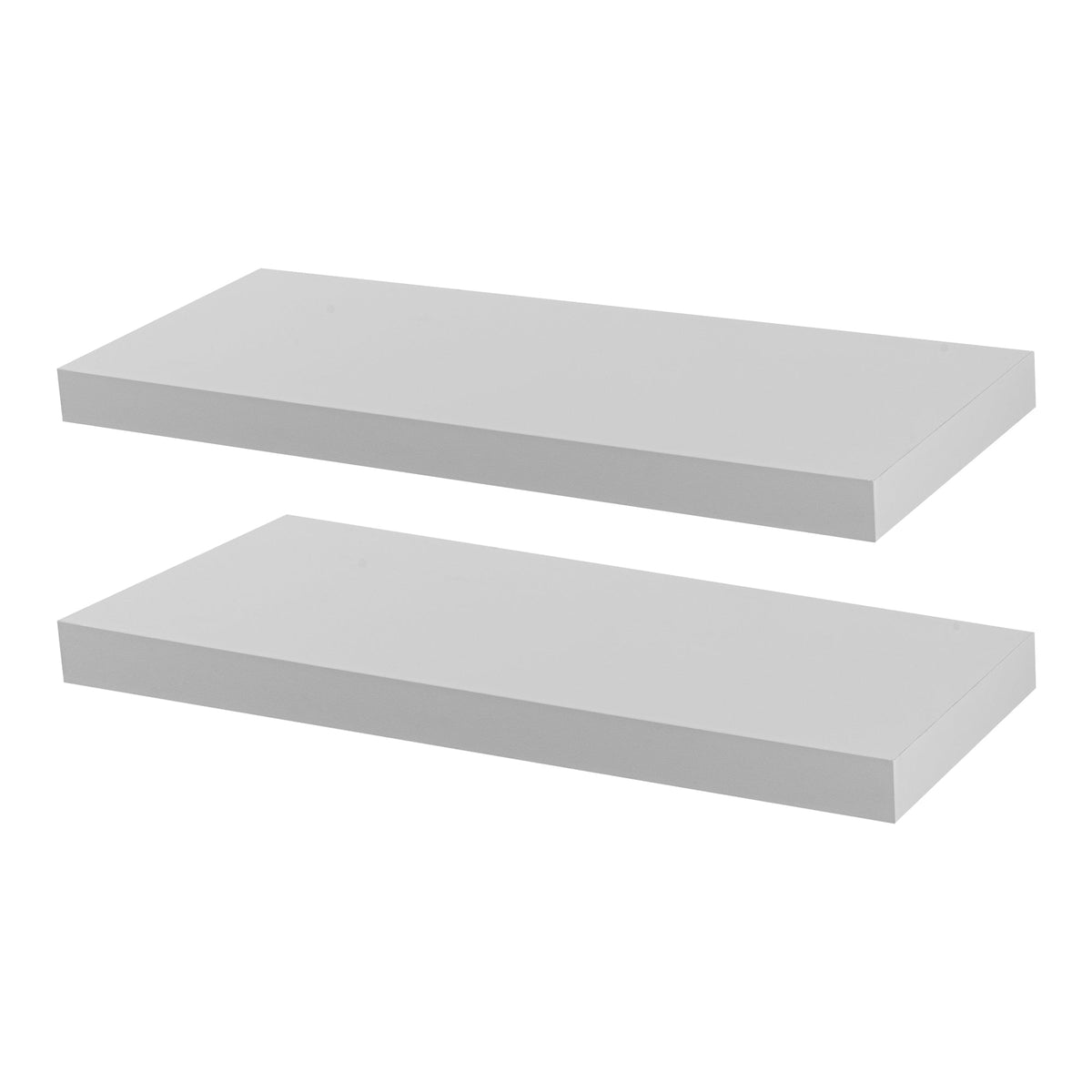 60cm White Modern Floating Shelves - Pack of Two