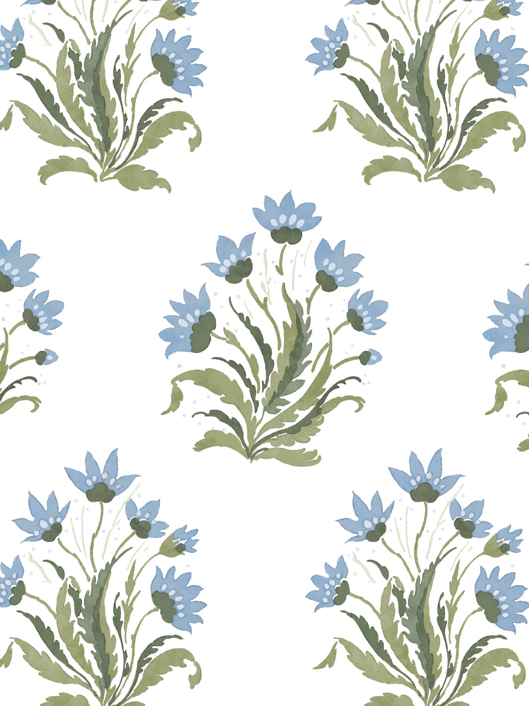'Hillhouse Block Print Large' Wallpaper by Nathan Turner - Blue Green - Removable / 26 in. x 4.5 ft.
