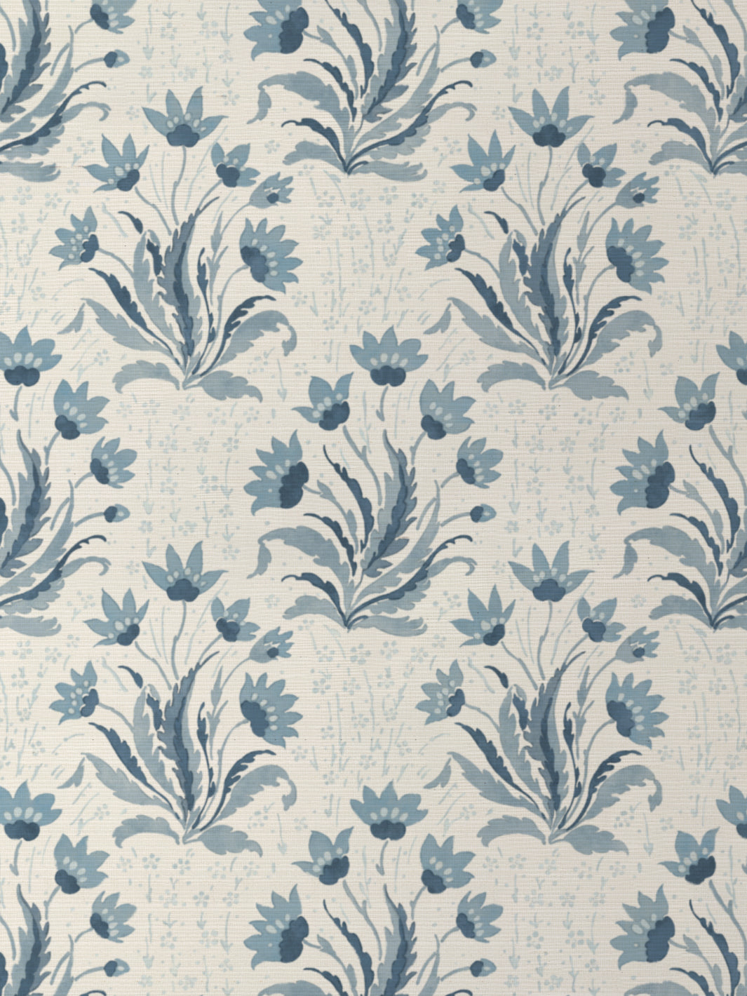 'Hillhouse Floral Tonal' Grasscloth Wallpaper by Nathan Turner - Blue - Grasscloth Roll