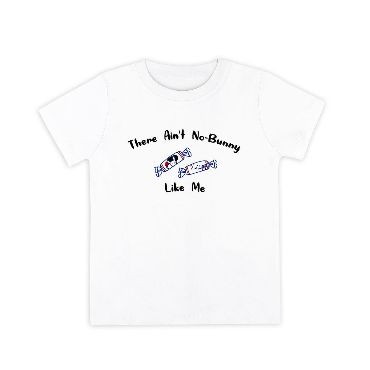 Organic Cotton Toddler Kids T-Shirt - White Bunny Candy | Size: 1.5-2Y