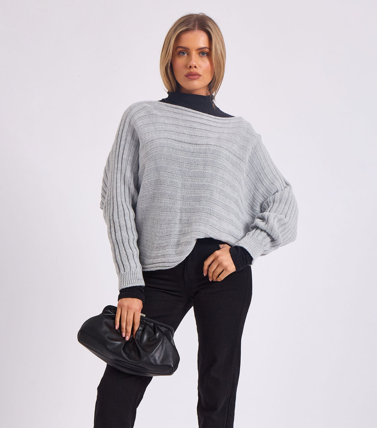 Stripe Knit Batwing Oversized Jumper