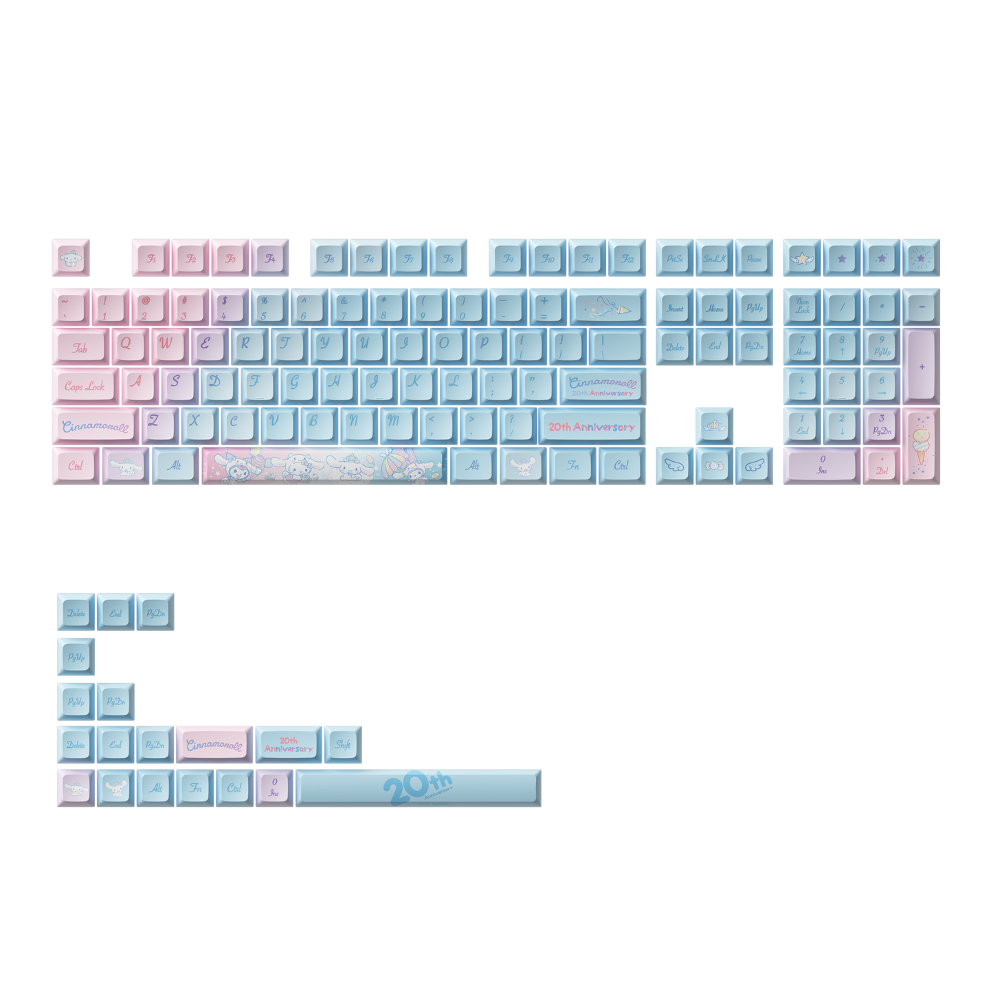 Cinnamoroll 20th Anniversary Rainbow Keycap Set - JDA