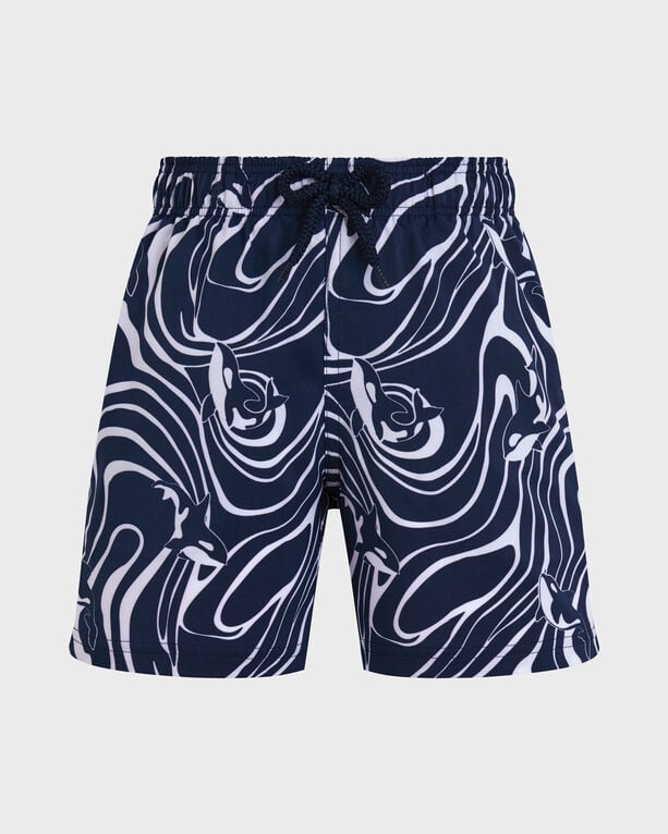Vilebrequin - Boys Stretch Swim Shorts Orcas - Swimwear - Jirise - Blue - Size 12