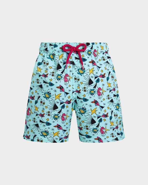 Vilebrequin - Boys Stretch Swim Shorts Aquatic Carnival - Swimwear - Jirise - Blue - Size 14