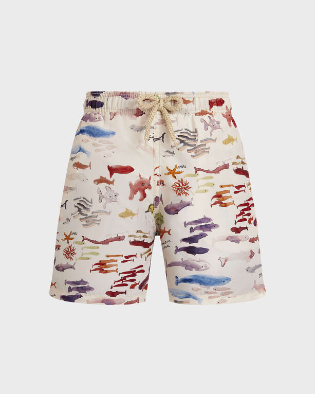 Vilebrequin - Boys Swim Shorts Pescador - Vilebrequin X Fabrice Hyber - Swimwear - Jim - White - Size 10