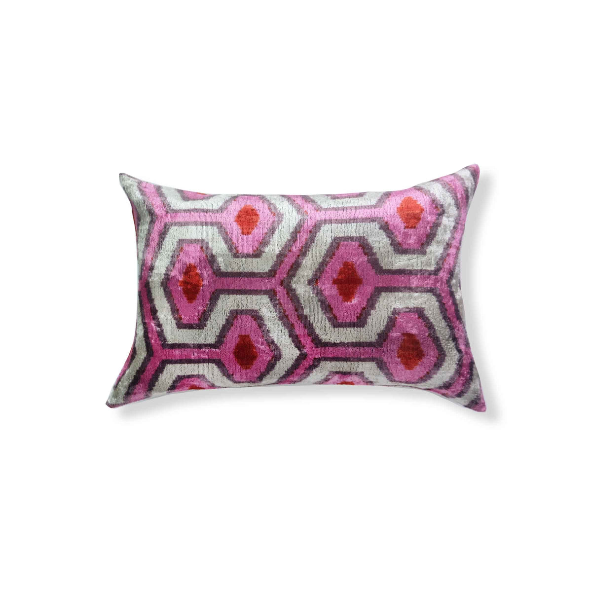 Kulu Silk Ikat Lumbar Pillow - 16" x 24" / Pink