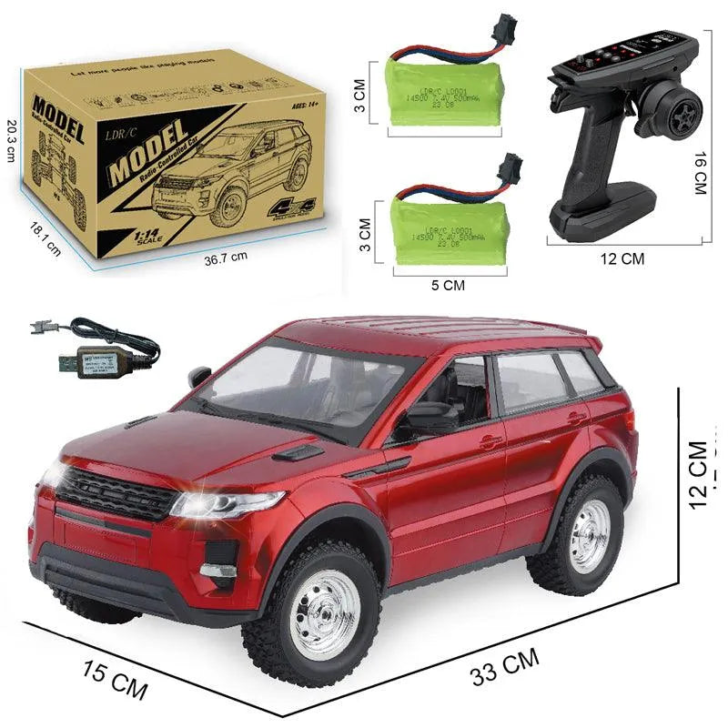 LDRC 1299 RTR 1/14 2.4G 4WD RC Car Off-Road Climbing Truck LED Light Full Proportional Vehicles - Red / with 2 batteries