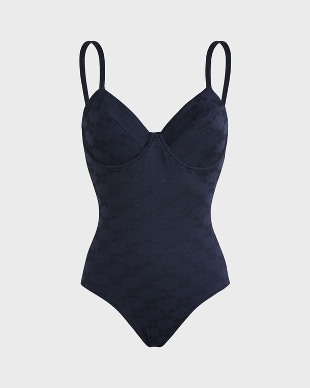 Vilebrequin - Women Underwire One-piece Swimsuit Turtle Monogram - Swimwear - Leonita - Blue - Size XS
