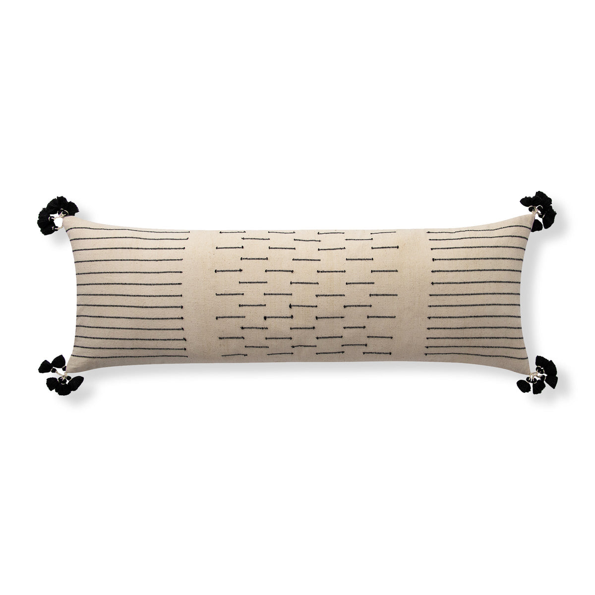 Folklore Oblong Pillow - 14" x 40" / Natural & Black
