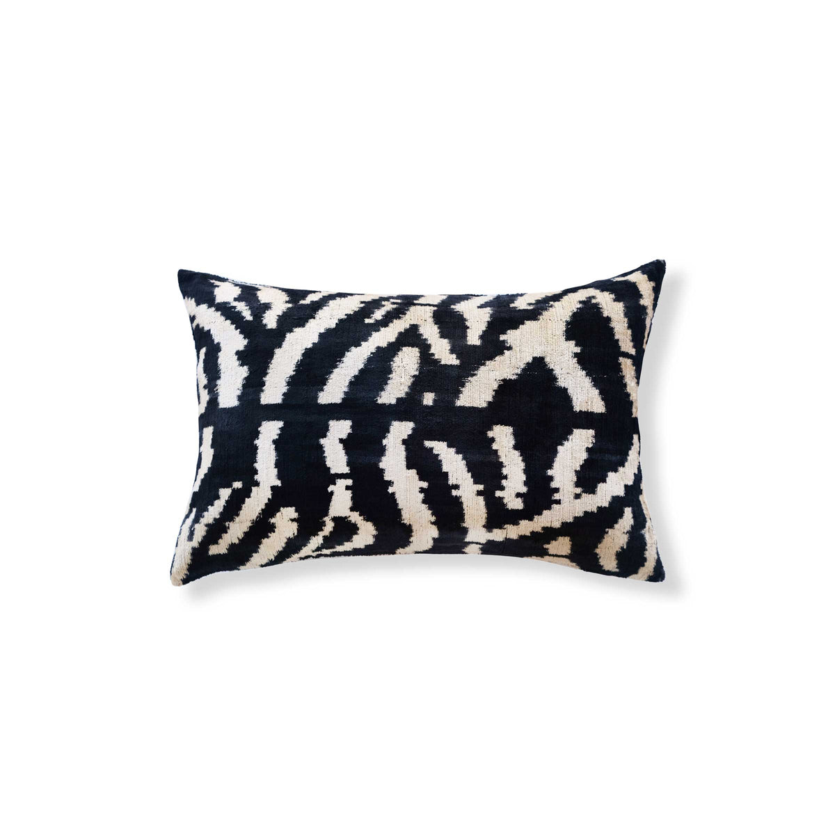 Gazi Silk Ikat Lumbar Pillow - 16" x 24" / Black