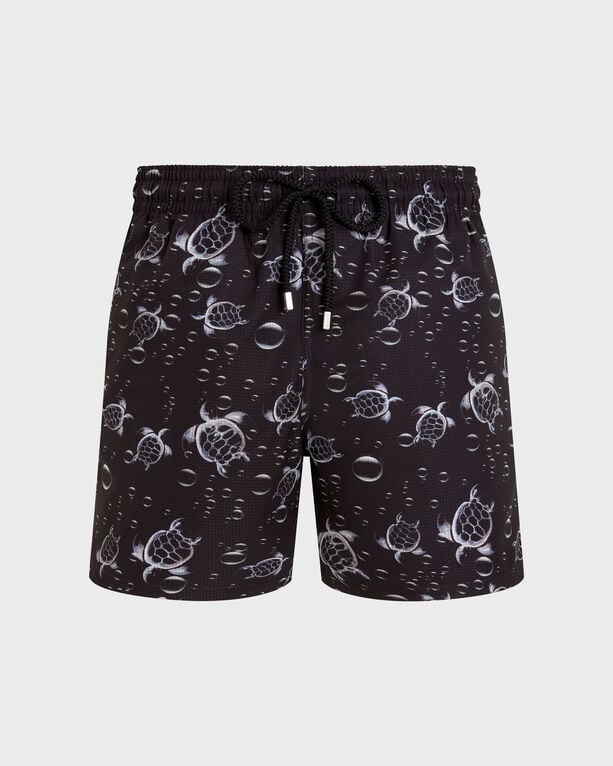Vilebrequin - Men Micro-perforated Ultra-light And Packable Swim Shorts Bubble Turtles 3d - Swimwear - Mahina - Black - Size XXXL
