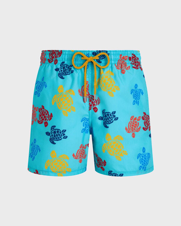 Vilebrequin - Men Swim Shorts Ronde Des Tortues Tricot - Vilebrequin X Falke - Swimwear - Moorea - Blue - Size XXL