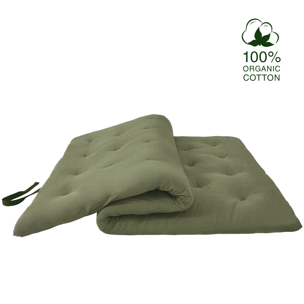 Classic Floor Mattress - Olive Green / TWIN: 75"L x 39"W / Classic (2.5 IN)-non-removable cover