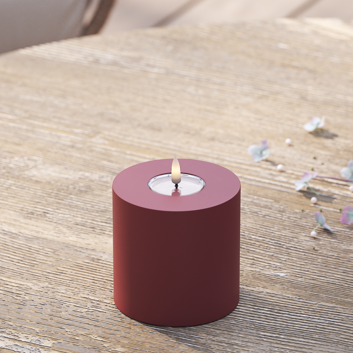LED-Blockkerzen für den Außenbereich Ø 10 x 10 cm Bordeaux