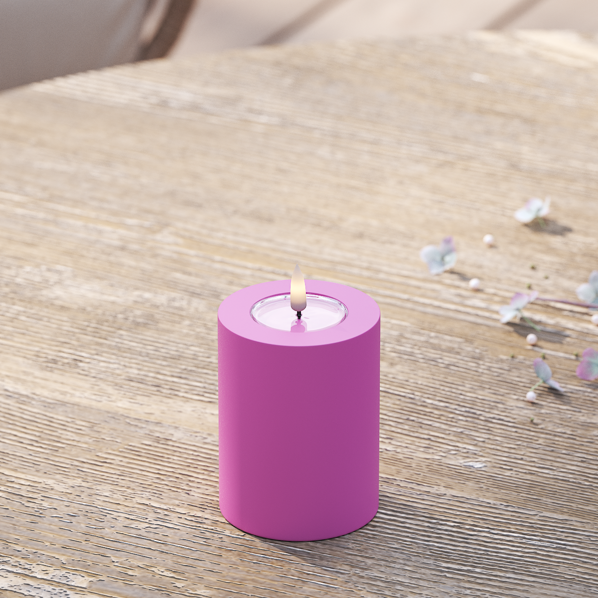 LED-Blockkerzen für den Außenbereich Ø 7,5 x 10 cm Magenta