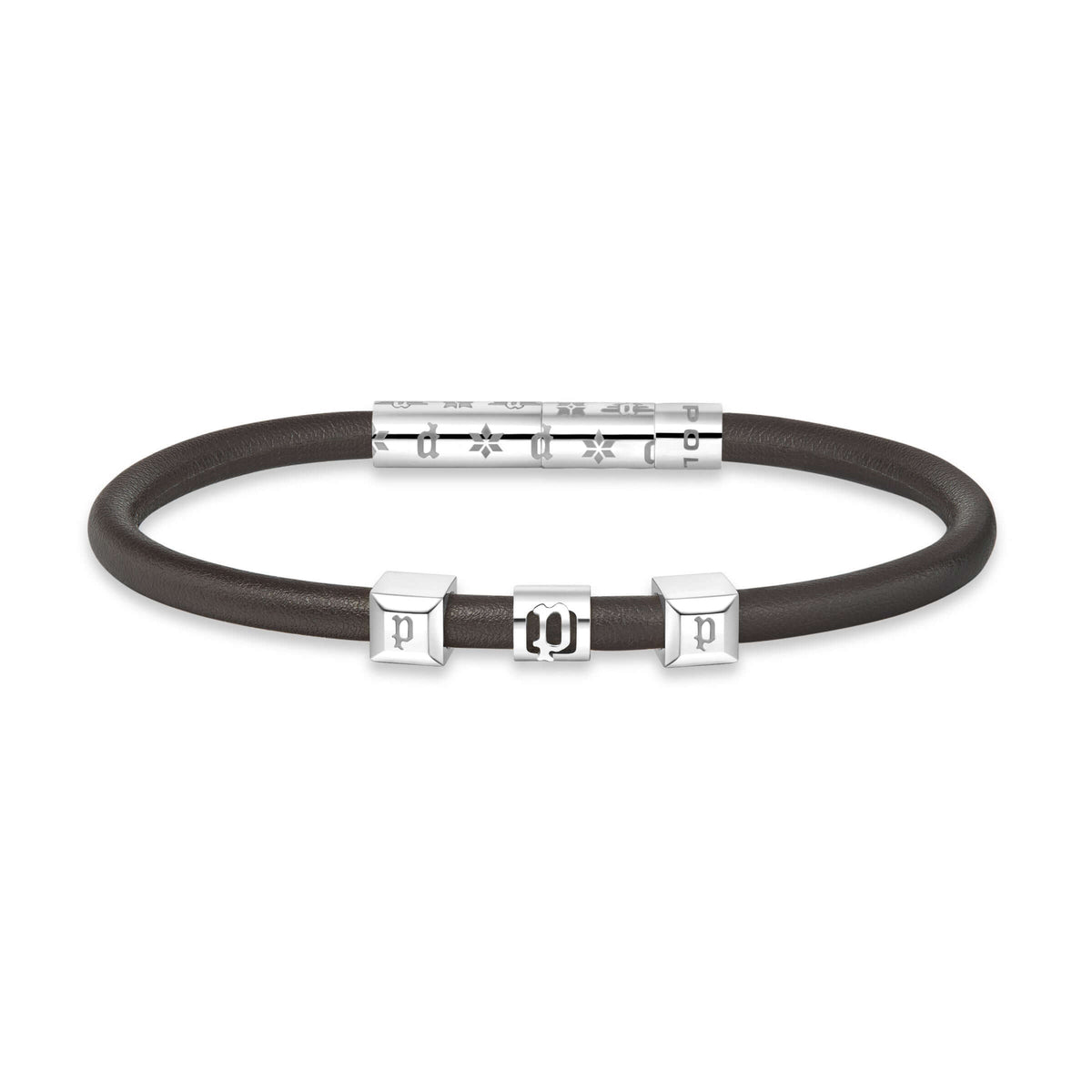 Police Herren Armband Leder Braun Stahl - Schmuck Herren Armband Leder Accessoires Geschenkidee