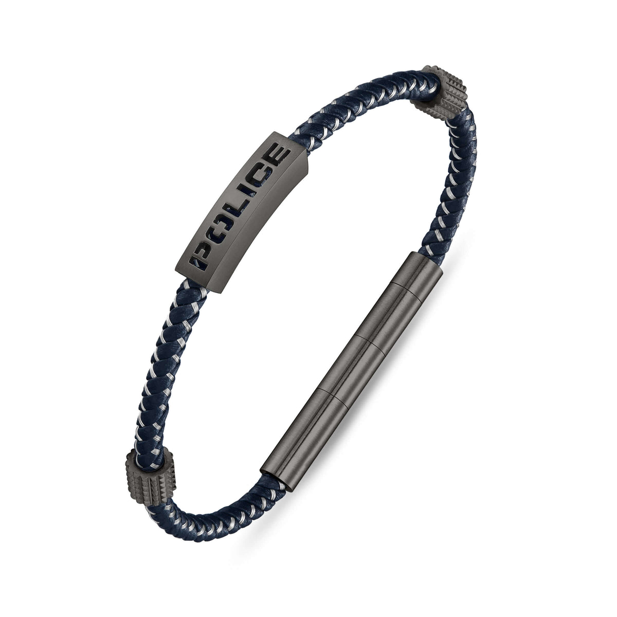 Police Herren Armband Leder Stahl Blau Silber Herrenarmband Leder Armband Herren Lederarmband Herren