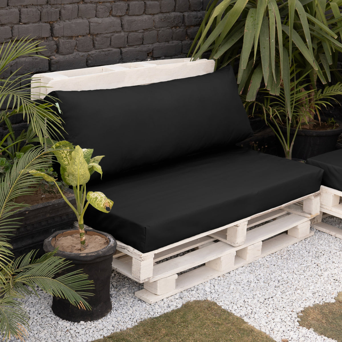 Water Resistant Garden Euro Pallet Seat Cushions Outdoor Sofa Seat Pads - Black