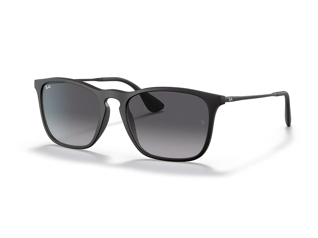 Ray - Ban RB4187 CHRIS 622/8G Man Sunglasses Injected Black Grey Squared Normal Shaded