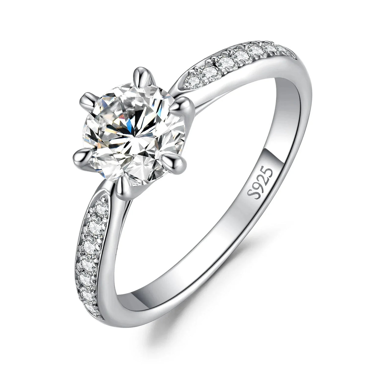 Exquisite 5A CZ Solitaire Classic 925 Sterling Silver Cocktail Ring - Perfect Engagement and Anniversary Gift for Women - 7