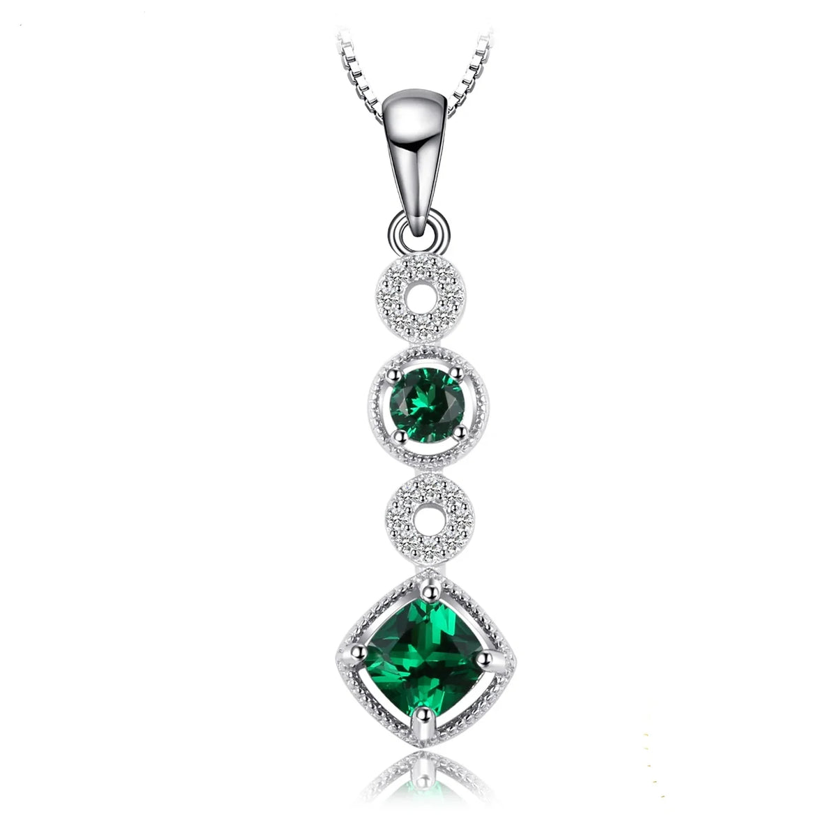 Exquisite Created Nano Emerald Pendant Necklace in 925 Sterling Silver - A Timeless Gift for Women