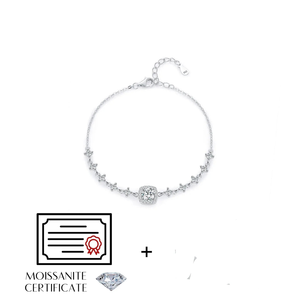 Exquisite 0.8CT D Color Moissanite Sterling Silver Halo Bracelet - Perfect for Bridal Elegance and Special Occasions - Msb0070